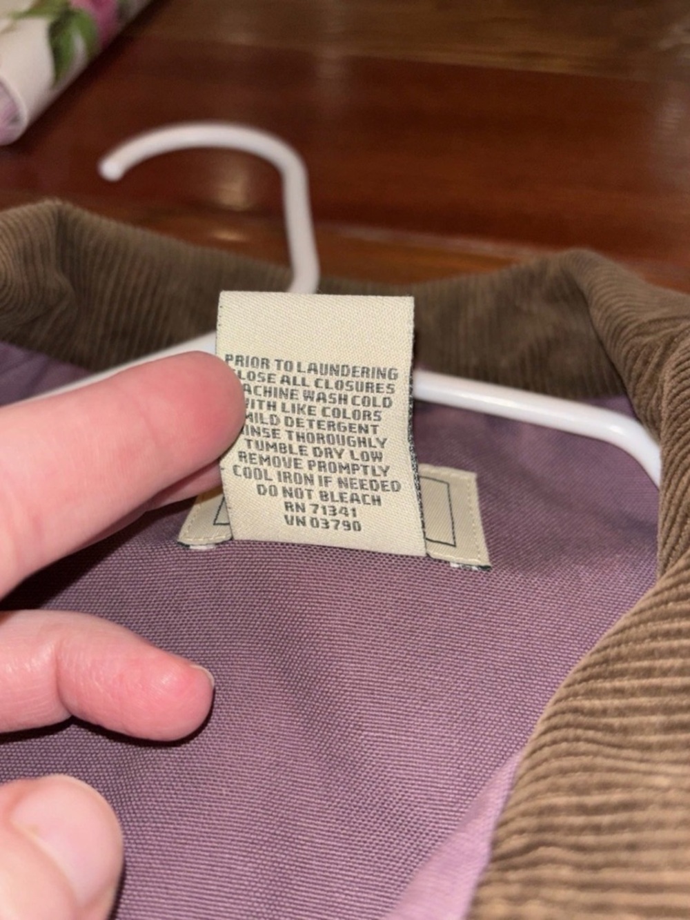 L.L. Bean Women's Plum Utility Jacket with Brown Corduroy Collar - Picture 6 of 6